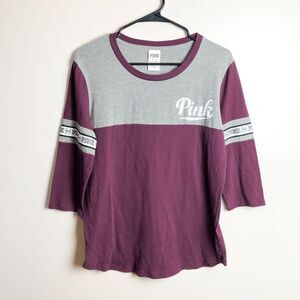 Victoria's Secret PINK Logo Top Love Pink Medium Womens 3/4 Sleeve
